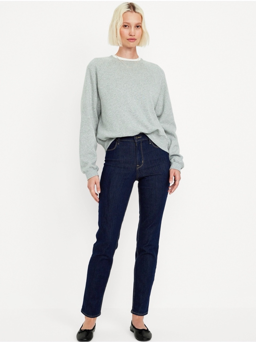 NWOT Old Navy Dark Blue High-Waisted WOW Straight Ankle Women's Jeans